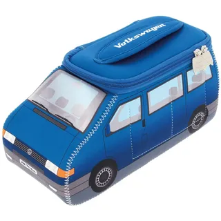 BRISA VW Collection - Volkswagen Neopren Universal-Schmink-Kosmetik-Kultur-Reise-Apotheke-Tasche-Beutel im T4 Bus Design (Groß) (Blau)