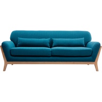3-Sitzer Sofa mit Holzfüßen in Entenblau skandinavisches Design YOKO