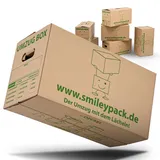 smiley pack 30 x stabile Umzugskartons - 620 x 300 x 330 mm - Extra groß und wieder-verwendbar - Umzugskiste 40kg Traglast - Umzug mit Karton-Box - Robuster Umzugskarton mit Deckel - Ordnungsboxen