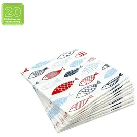 Home fashion Papierservietten "Fische", 33 x 33 cm, 20 Stück