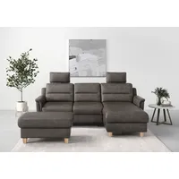 sit&more Ecksofa »Farö L-Form«, inklusive Federkern, wahlweise mit Bettfunktion und Bettkasten, braun