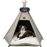 Mooipet Tipi Zelt für Haustiere mit doppelseitigem Kissen Haustierzelt für Hunde/Katzen Haustierhütte Abnehmbar und Waschbar Hundehaus für Meerschweinchen Kaninchen Hamster Kätzchen 40x40x50cm