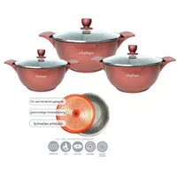 Cheffinger Kochtopf Kasserolle Topf Set 6-tlg mit Glasdeckel Cheffinger