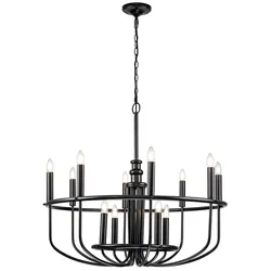 Capitol Hill Kronleuchter mit 12 Lichtern, Schwarz - KL-CAPITOL-HILL12-BLK