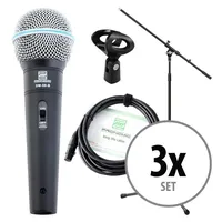 Pronomic DM-58-B Vocal Mikrofon Starter Set 3x Mikro, XLR