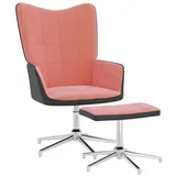 vidaXL Relaxsessel mit Hocker Rosa Samt und PVC