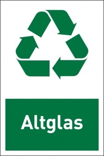 Design-Recyclingschild: Altglas, Folie selbstklebend, 150 x 100 mm - 100x150 mm Folie selbstklebend