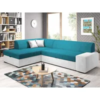 GrainGold Ecksofa L-Form Links Fresto - Ecksofa mit Schlaffunktion, Bettkasten - Moderne Ecksofa, Wohnzimmer Sofa - Eckcouch Türkis, Hellgrau (Ori... - Türkis/Grau