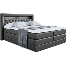 altdecor Boxspringbett NOEL GOLD KING - 160x200 - H3/H4 - Schwarz