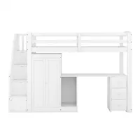 autolock Hochbett Etagebett,Hochbett mit Kleiderschrank und Treppe Schreibtisch und Schubladen und Schrank in einem