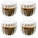 Latte Macchiato Gläser Klare Eiskaffee Gläser Doppelwandige Kaffeegläser Welligkeit Iced Coffee Glas Gerippte Cappuccino Gläser Doppelwandige Gläser für Kaffee Saft Milch und Bubble Tee (250ml*4)