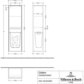 Villeroy & Boch Collaro Hochschrank 45,4 x 153,8 cm Graphite Holz, MDF, Spanplatte