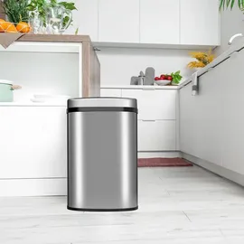 Juskys Automatik Mülleimer mit Sensor 50L - Abfalleimer mit elektrischem Deckel - Silber