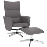 vidaXL Relaxsessel mit Fußhocker Grau Kunstleder