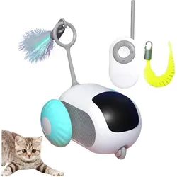 DOPWii Tier-Aktivitätsspiel Interaktives Katzenspielzeug, Intelligentes, elektrisches Katzenspielzeug, USB-Aufladung, Blau, Orange blau