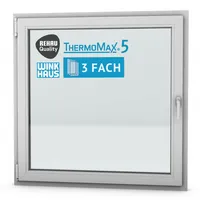 ThermoMax 5 Classic Kunststoff-Fenster, Uw-Wert 1,2, BxH: 120x120cm / 1200x1200mm, DIN links (Griff rechts), mit 3-fach Wärme-Isolier-Verglasung, Winkhaus Sicherheitssystem & Rehau Profil