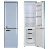 Wolkenstein Retro Kühl-Gefrierkombination Kühlschrank WKG265RT LB 250L Blau I 50er Jahre Look I 4**** Gefrierfach I Höhe 188cm I Breite 55cm I 41 dB I sparsamer Energieverbrauch von nur 201kWh/Jahr