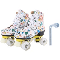 VGEBY Rollschuhe, Weiße Graffiti-Rollschuhe, Wärmeableitung, Zweireihig, 4-Rad-Rollschuhe für Kinder und Erwachsene, Größe 38