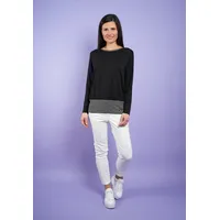 Seidel Moden Longshirt SEIDEL MODEN "Exklusiv bei OTTO", Damen, Gr. 50, schwarz, Jersey, Obermaterial: 94% Viskose, 6% Elasthan, gestreift, unifarben, gerade hüftbedeckend, Rundhals, Shirts Longshirt, Unifarben, mit Streifen-Details -MADE IN GERMANY