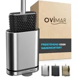 ovimar Toilettenbürste Omofyr Silber mit Silikonborsten und Edelstahl-Bürstenhalter