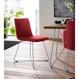 Polsterstuhl W.SCHILLIG "jakob", rot (ruby rot z59, anthrazit pulverbeschichtet), B:49cm H:86cm T:62cm, Chenillegewebe V34 (52% Polyester, 38% Baumwolle, 10% Polyacryl);Longlife Xtra-Leder Z59: Glattleder mit modischer Prägung. Hautstärke 0, 9 - 1, 1 mm;ROHLEDER Chenille-Flachgewebe Q2 W77 (68% Polyacryl, 32% Polyester);ROHLEDER Jacquard-Flachgewebe Q2 W60 (63% Polyester, 37% Polyacryl);Velourgewebe V41 (100% Polyester), Stühle, Polsterstuhl, mit Drahtrohrgestell in Silber matt