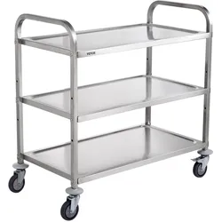 VEVOR 3-stöckiger Mehrzweckwagen, Rollwagen auf Rädern, 94,5 x 50,8 x 94,7 cm, 450 Pfund, 6 Haken