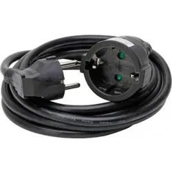 Kopp 143205043 Verlängerung, Schutzkontakt-Stecker und Schutzkontakt-Kupplung mit 3m Leitung, erhöhter Berührungsschutz, Farbe: schwarz  - 10 Stück