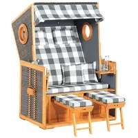 Sunny Smart Strandkorb 110 Z Bullauge PE-KS vint.br.Pinie teakfb.geb