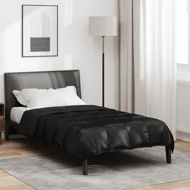 vidaXL Ganzjahresbettdecke Schwarz 220 cm Satin und Mikrofaser