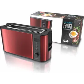 Arendo Toaster Langschlitz für 2 Scheiben, 1000 W, Brötchenaufsatz, Wärmeisoliert, Display, rot