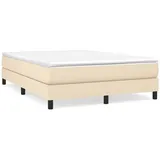 vidaXL Boxspringbett mit Matratze Creme 160x200 cm Stoff
