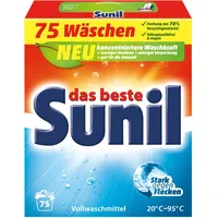 Sunil aktiv Pulver - Vollwaschmittel - für 75 Wäschen - hautverträglich, mikroplastikfrei, vegan - 3,75 kg