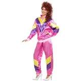 Smiffys Kostüm 80er Jahre Trainingsanzug rosa-lila, 80er Jahre Outfit in feinstem Neon-Zwirn rosa S