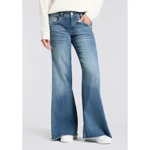 Herrlicher 5-Pocket-Jeans "Edna Kama Denim Light", Damen, Gr. 29, Länge 30, navy blau, Denim/Jeans, Obermaterial: 98% Baumwolle, 2% Elasthan, ausgestellt lang, Jeans 5-Pocket-Jeans, Flared Fit, extra Weite