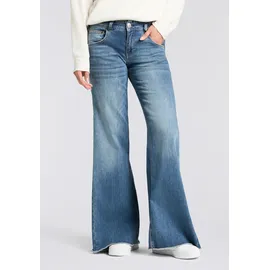 Herrlicher 5-Pocket-Jeans "Edna Kama Denim Light", Damen, Gr. 29, Länge 30, navy blau, Denim/Jeans, Obermaterial: 98% Baumwolle, 2% Elasthan, ausgestellt lang, Jeans 5-Pocket-Jeans, Flared Fit, extra Weite