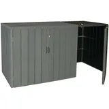 Proregal XL 1er-/2er-WPC-Mülltonnenverkleidung Erweiterung HxBxT 117x79x105 cm Metall Holzoptik Grau Premium Mülltonnenbox