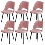 ANVOFONG Esszimmerstühle 6er Set,Küchenstuhl mit Unabhängige Beine,Kordsamt Gepolsterter Stuhl,Rosa loungesessel,für Esszimmer,Wohnzimmer,Küche,Schlafzimmer und Empfangsraum