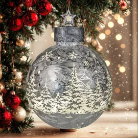 Formano Deko-Kugel 35cm mit LED Licht Timer Beleuchtete Glaskugel - Silber-