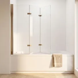 MuCoLa Duschabtrennung Badewannen Badewannenaufsatz ESG Glas Duschtrennwand Badewannenfaltwand Duschwand - 140x130cm