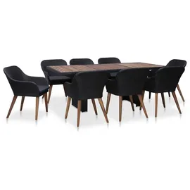 vidaXL Polyrattan Garten-Essgruppe 9-tlg. schwarz inkl. Auflagen 3057813