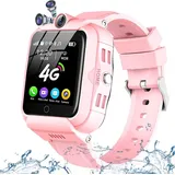 Kinder Smartwatch 4G GPS, Kinder Intelligente Uhr mit WiFi,SMS,Anruf, Sprach&Video Chat, Bluetooth,Wecker,Lehrplan, Schrittzähler Andriod iOS - Rosa