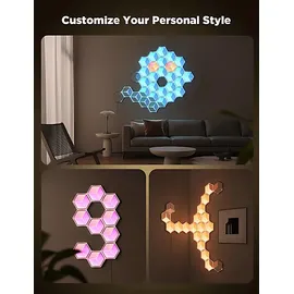 Govee LED Hexagon Wandlampen 7er Set Ultra Dekoleuchte Meteor-Grau, Mond-Weiß