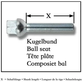 JOM Car Parts & Car Parts GmbH Radbolzen Kugelbund M14x1,5 43mm, (10 St.)