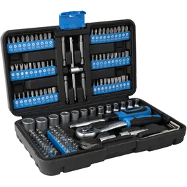 Güde Steckschlüssel Bitsatz GSB 130 - 130-teiliges Werkzeugset aus Chrom-Vanadium-Stahl in praktischer Aufbewahrungsbox), Blau/Schwarz