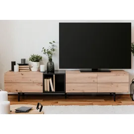 furn.design Liam TV-Lowboard 195 x 48 cm Schwarz/Eiche Artisan Holzwerkstoff