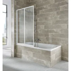 Badewannenaufsatz WELLTIME "Nassau", weiß, B:100cm H:140cm, Duschwände, Badewannenfaltwand, Spritzschutzwand für Badewanne