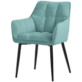 ML-Design Esszimmerstühle Aus Frotteestoff, Petrol, Küchenstuhl Mit Dickem Gepolsterter Sitz & Metallbeinen, Wohnzimmerstuhl Mit Rücken- Und Armlehnen, Polsterstuhl, Ergonomischer Loungesessel Sessel - Ml-design