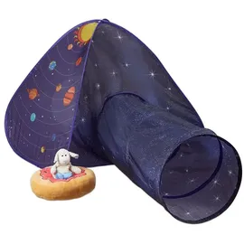 Relaxdays Pop Up Spielzelt Weltraum Weiß,Blau,Schwarz