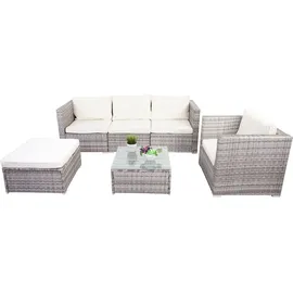 MCW Busto/Brescia Polyrattan Lounge-Set grau/creme