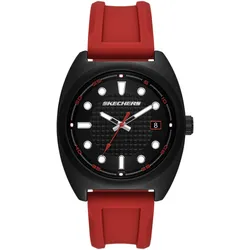 Quarzuhr SKECHERS "HANOVER", rot, Armbanduhren, Herren, Armbanduhr, Herrenuhr, Silikonarmband, analog, Tag